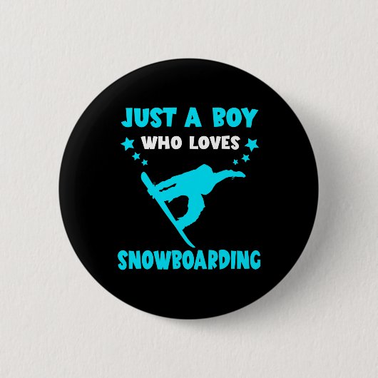 Snowboard Winter Sport Snowboarder Just A Boy Snow Ronde Button 5,7 Cm (Voorkant)