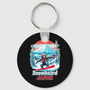 Snowboardaap in het Japanse Schilderachtig landsch Sleutelhanger