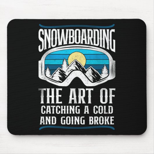 Snowboardbordgans met Retrooggles Muismat (Voorkant)