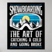 Snowboardbordgans met  Retrooggles Poster (Voorkant)