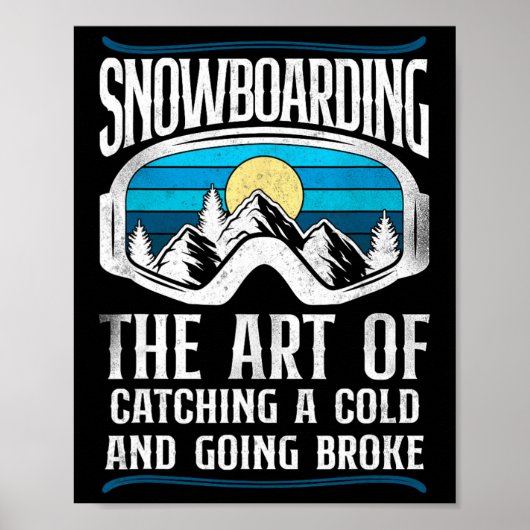 Snowboardbordgans met  Retrooggles Poster (Voorkant)