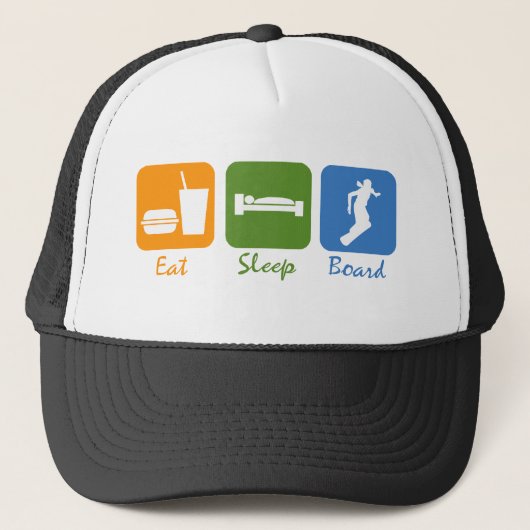 SnowBoardChick Eat Sleep Board Trucker Pet (Voorkant)