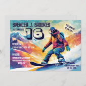 Snowboarden 16e verjaardag kaart (Voorkant / Achterkant)