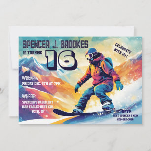 Snowboarden 16e verjaardag kaart