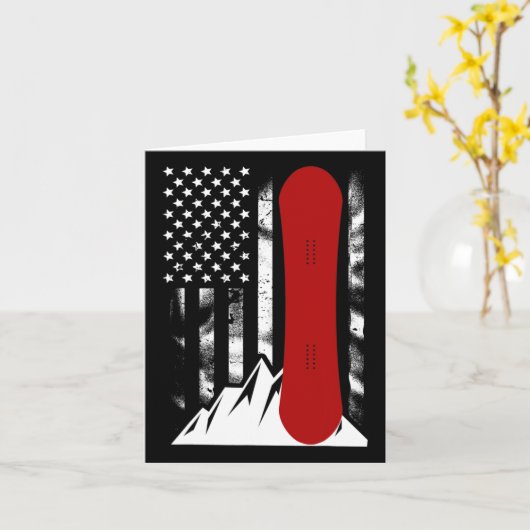 Snowboarden Amerikaanse vlag skiën snowboard voor  Kaart (Gele Bloem)
