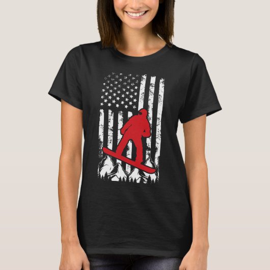Snowboarden Amerikaanse vlag Snowboarder T-shirt (Voorkant)