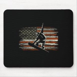 Snowboarden Amerikaanse vlag voor snowboarder skië Muismat