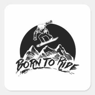 snowboarden   Après-Ski Snowboard bergen geschenke Vierkante Sticker