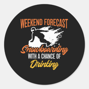 Snowboarden Bier Weekend Voorspelling Snowb Ronde Sticker