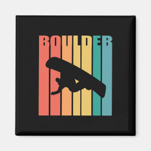 Snowboarden Boulder Colorado 70s Silhouette Gift Magneet