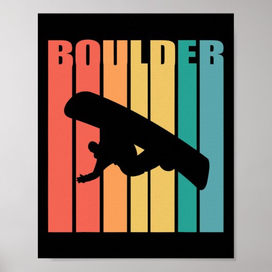 Snowboarden Boulder Colorado 70s Silhouette Gift Poster (Voorkant)