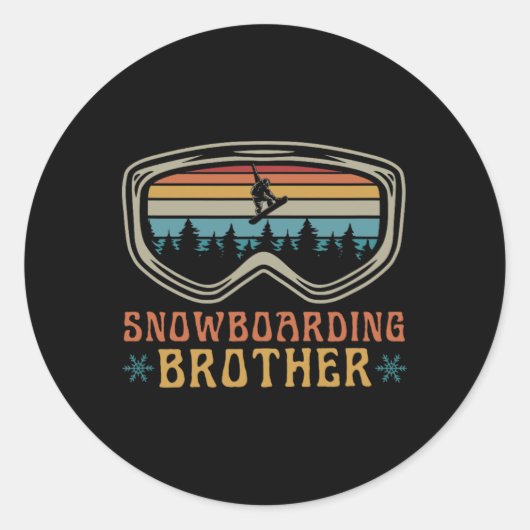 Snowboarden Brother Matching Family Snowboard Trip Ronde Sticker (Voorkant)