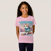 Snowboarden Cat Anime Adventure T-shirt (Voorkant volledig)
