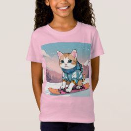 Snowboarden Cat Anime Adventure T-shirt