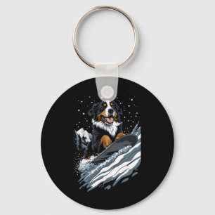 Snowboarden Dieren - Berner Sennenhond op een zon Sleutelhanger