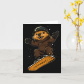 Snowboarden Dieren - Bever op een snowboard Kaart (Gele Bloem)