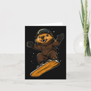 Snowboarden Dieren - Bever op een snowboard Kaart