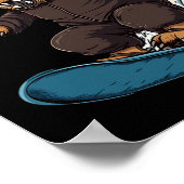 Snowboarden Dieren - Bever op een snowboard Poster (Hoek)