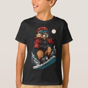 Snowboarden Dieren - Bever op een snowboard T-shirt