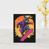 Snowboarden Dieren - Ezel op een snowboard Kaart (Gele Bloem)