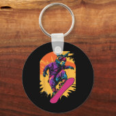 Snowboarden Dieren - Ezel op een snowboard Sleutelhanger (Voorkant)