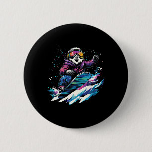 Snowboarden Dieren - Luiaard op een snowboard Ronde Button 5,7 Cm