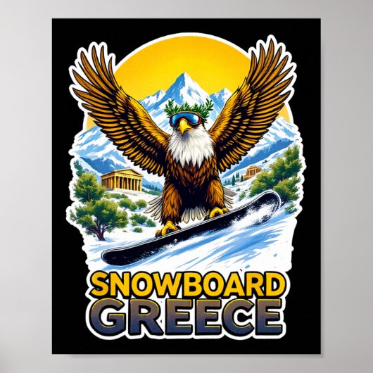 Snowboarden Eagle in Griekenland Schilderachtig Poster (Voorkant)
