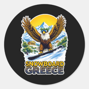 Snowboarden Eagle in Griekenland Schilderachtig Ronde Sticker