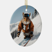 Snowboarden Eekhoorn Wintertime Whimsical Animal Keramisch Ornament (Rechts)