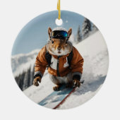 Snowboarden Eekhoorn Wintertime Whimsical Animal Keramisch Ornament (Achterkant)