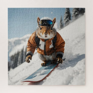 Snowboarden Eekhoorn Wintertime Whimsical Animal Legpuzzel