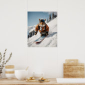 Snowboarden Eekhoorn Wintertime Whimsical Animal Poster (Keuken)