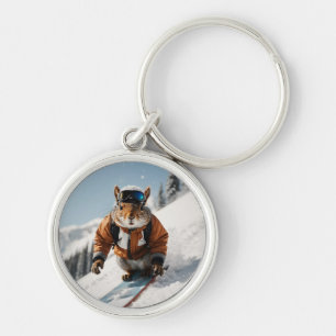 Snowboarden Eekhoorn Wintertime Whimsical Animal Sleutelhanger
