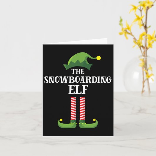 Snowboarden Elf Matching Family Kerstmis P Kaart (Gele Bloem)