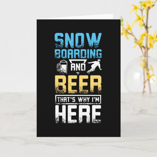 Snowboarden en bier kaart (Gele Bloem)