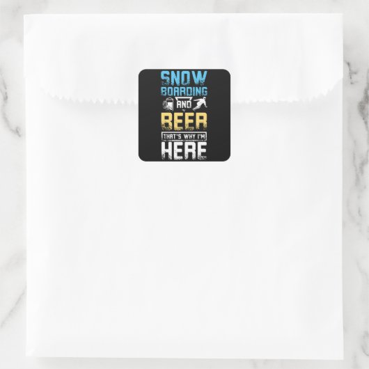 Snowboarden en bier vierkante sticker (Tas)