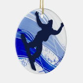 Snowboarden en Snowflakes Keramisch Ornament (Rechts)
