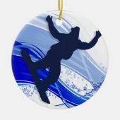 Snowboarden en Snowflakes Keramisch Ornament (Voorkant)
