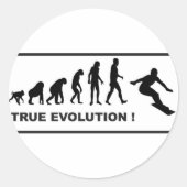 snowboarden evolutie ronde sticker (Voorkant)