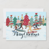 Snowboarden Familie Kerst Kaart (Voorkant)