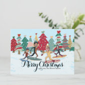 Snowboarden Familie Kerst Kaart (Staand voorkant)