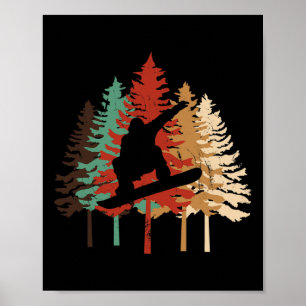 Snowboarden Gift Design Pine Tree Style Poster