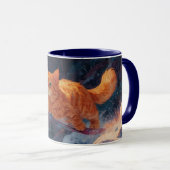 Snowboarden Ginger Kitten Cartoon Kunst Mok (Voorkant rechts)