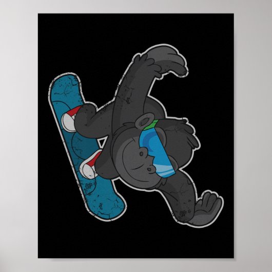 Snowboarden Gorilla Snowboard Mannen Vrouwen Kinde Poster (Voorkant)