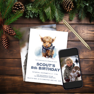 Snowboarden Highland Koe Fotouitnodiging Kaart