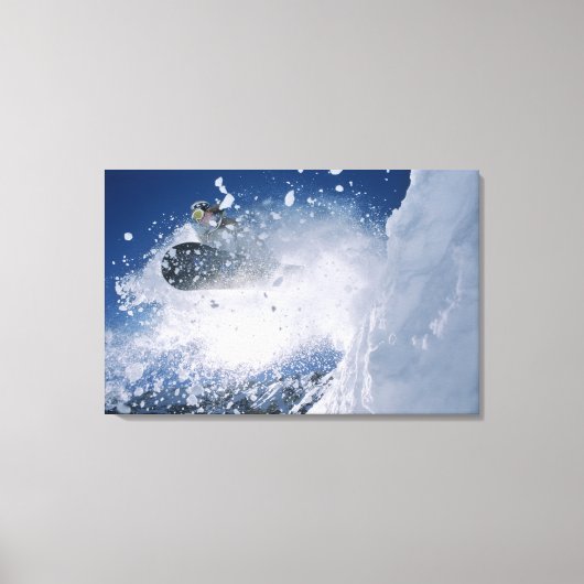 Snowboarden in Snowbird Resort, Wasatch Canvas Afdruk (Voorkant)