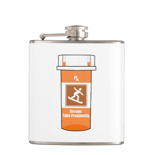 Snowboarden is mijn medicijn heupfles (Voorkant)