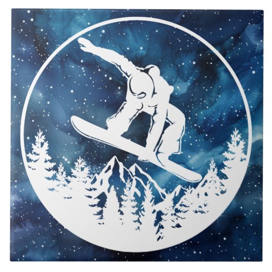 Snowboarden keramische Tegel Tegeltje (Voorkant)