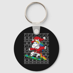 Snowboarden Kerst Eenhoorn Kerstman Snowboa Sleutelhanger
