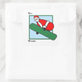 Snowboarden kerstcadeaulabels vierkante sticker (Tas)